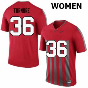 NCAA Ohio State Buckeyes Women's #36 Zach Turnure Throwback Nike Football College Jersey UQT0545OA